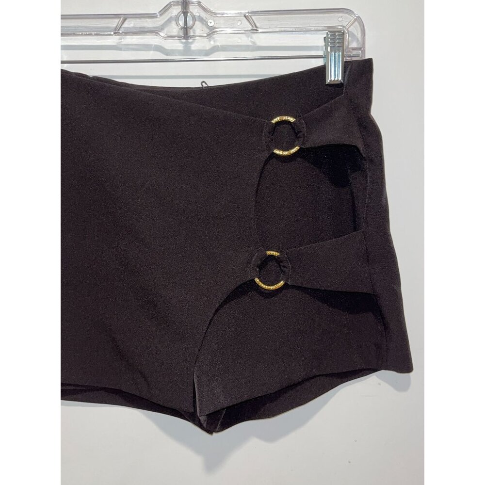 Versace Jeans Couture Black Mini Skort with Gold Ring Accents - Picture 3 of 12